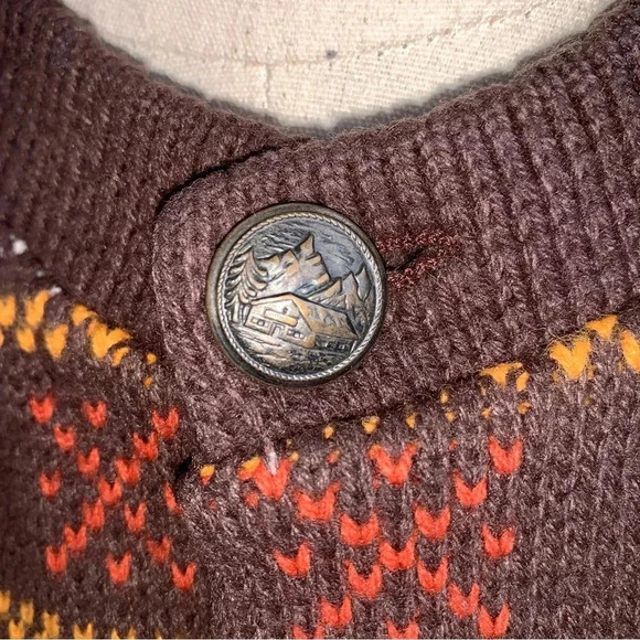 Vintage Jersild DuPont Orlon Men’s XL Cardigan Sweater Brown Nordic Moose 1950s - Picture 6 of 14